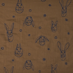 Hayu Embroidery Rabbit - Double Gauze